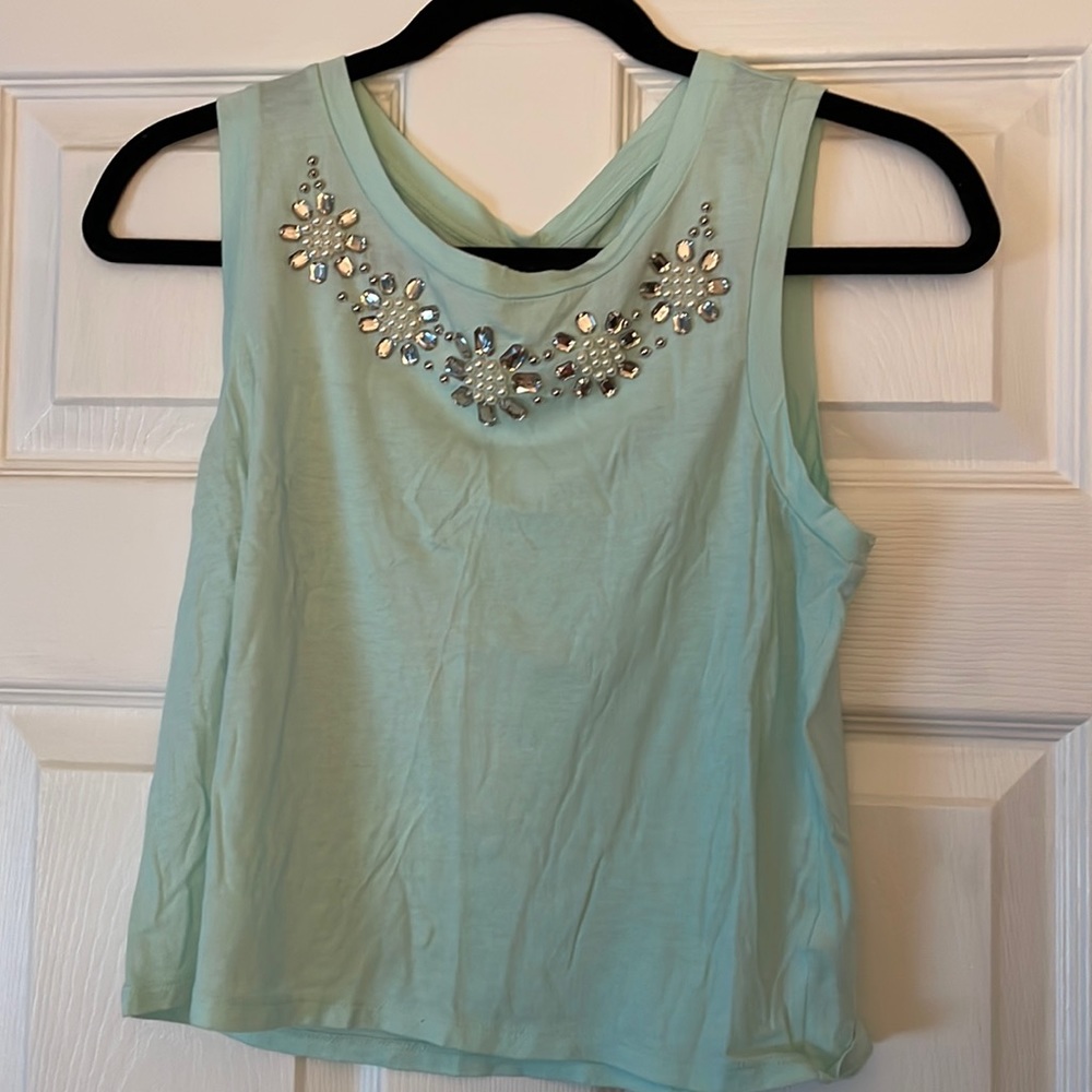 Express studded cropped tank mint green size small